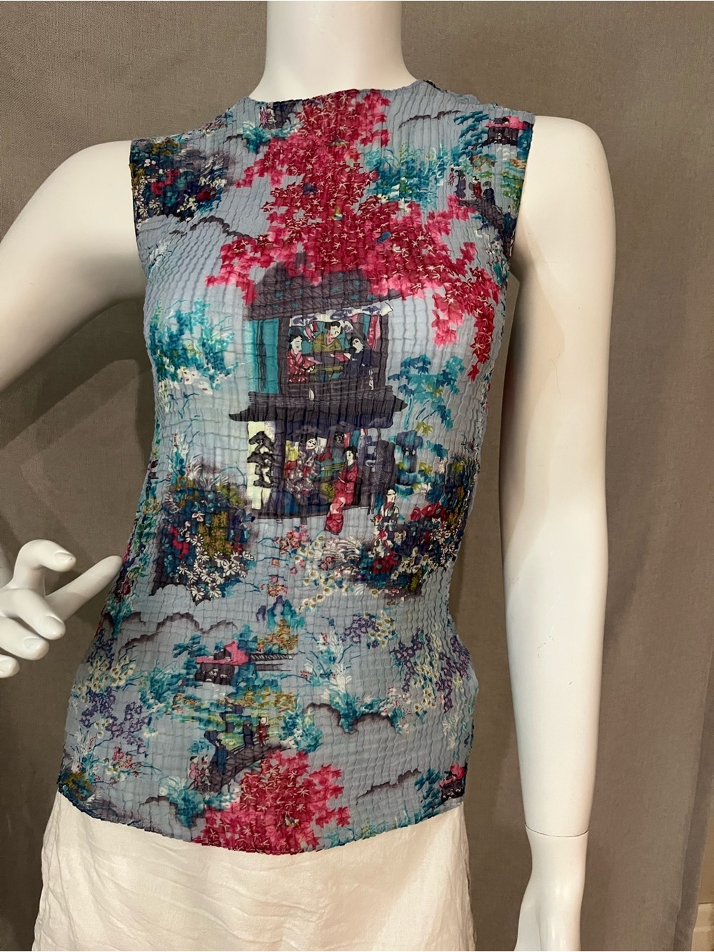 Libra Scenic Sleeveless Sheer Blouse Reversible